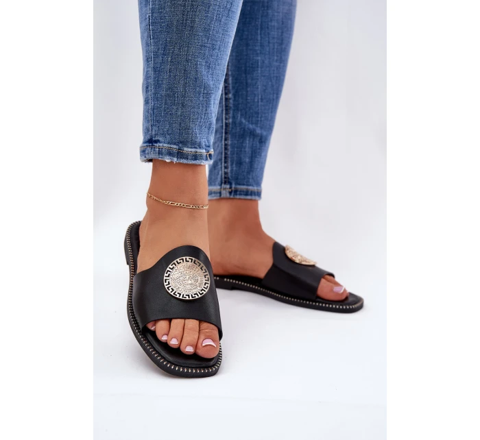 Pantofle Na Podpatku S Dekorací Černé model 21685588 - Boto Pantofle Na Podpatku S Dekorací Černé model 21685588 - Boto