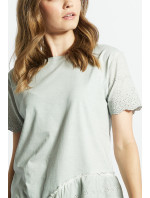 Bavlněné dámské tričko Monnari s prolamovanými volánky Grey
