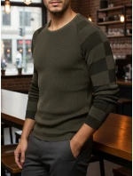 Pánský khaki svetr FashionStreet WX1637 Pánský khaki svetr FashionStreet WX1637