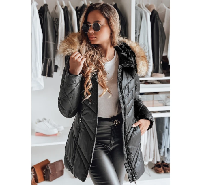 Dámská prošívaná zimní bunda SOLARIS černá FashionStreet TY4007 Dámská prošívaná zimní bunda SOLARIS černá FashionStreet TY4007