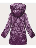 Tmavě fialová dámská bunda s ozdobnou kapucí (B8126-71)