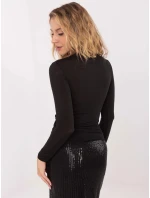 Cienka bluzka z kaszmirem czarna (21818)