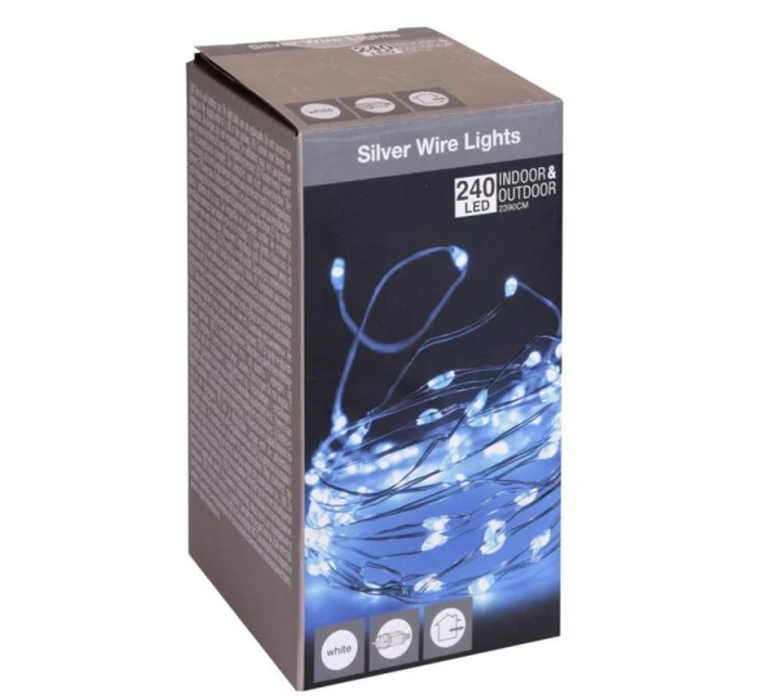 DRÁTĚNÉ SVĚTLO GIRLANDA 240 VEDLO STUDENÁ BÍLÁ