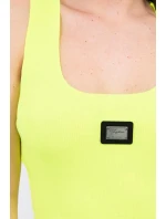 Žebrovaná halenka s halenkou žlutá neonová Žebrovaná halenka s halenkou žlutá neonová