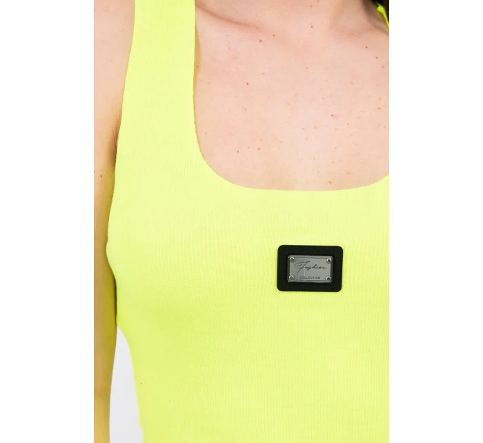 Žebrovaná halenka s halenkou žlutá neonová Žebrovaná halenka s halenkou žlutá neonová