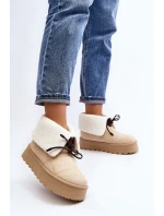 Sněhule na platformě s kožešinou světle béžové model 21644734 - Boto