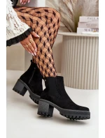 Dámské Botky Zateplené Na Podpatku Eko Semišové Černé Irissinae Dámské Botky Zateplené Na Podpatku Eko Semišové Černé Irissinae