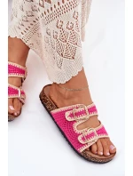 Háčkované Dámské Pantofle Se Zlatými Přezkami Fuchsie Fenira Háčkované Dámské Pantofle Se Zlatými Přezkami Fuchsie Fenira