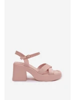 Dámské sandály na masivním podpatku z eko semiše světle růžové model 21998020 - Boto