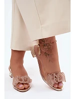 Dámské sandály průhledné s krystaly Zlaté D&A MR61-9002