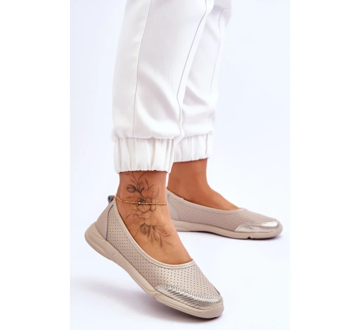 Kožené dámské prolamované baleríny Béžová Lucy Kožené dámské prolamované baleríny Béžová Lucy