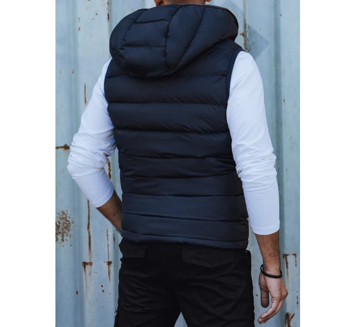 Pánská prošívaná vesta s kapucí tmavě modrá Dstreet TX4751