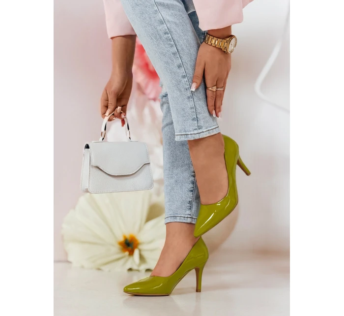 Dámské jehlové boty CRANTIK na podpatku zelené FashionStreet ZY0747