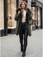 Dámská zimní bunda MORISIO dlouhá prošívaná s kapucí zelená FashionStreet TY4671z