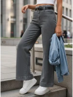 Dámské džíny s vysokým pasem a širokými nohavicemi šedé FashionStreet UY2908