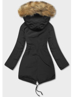 Oboustranná černo-karamelová dámská zimní bunda (2M-21508)