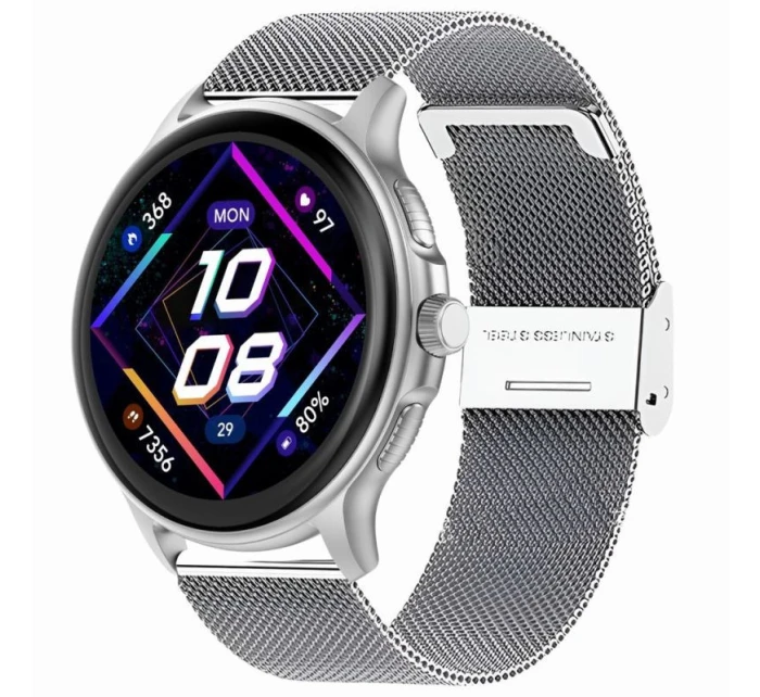 Dámské chytré hodinky GRAVITY GT12-6 Fialový silikonový řemínek + stříbrný náramek Dámské chytré hodinky GRAVITY GT12-6 Fialový silikonový řemínek + stříbrný náramek