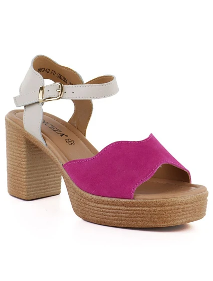 kožené sandály na podpatku model 22116357 - VINCEZA