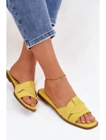 Dámské ploché sandály s pásky Eko Zamszové Žluté model 21937439 - Boto