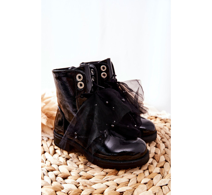 Dětské jarní lakované černé boty značky Semissa