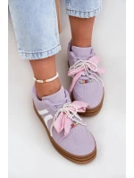 Dámské tenisky na platformě s ozdobami – fialové Vinness