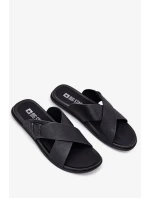 Pánské kožené pantofle s přezkou Big Star – černé