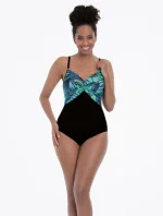Dámské jednodílné plavky Almeria M3 6208 801 černé s mentol. potiskem - Anita Care