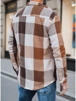 Pánská velbloudí kostkovaná flanelová košile Dstreet DX2674