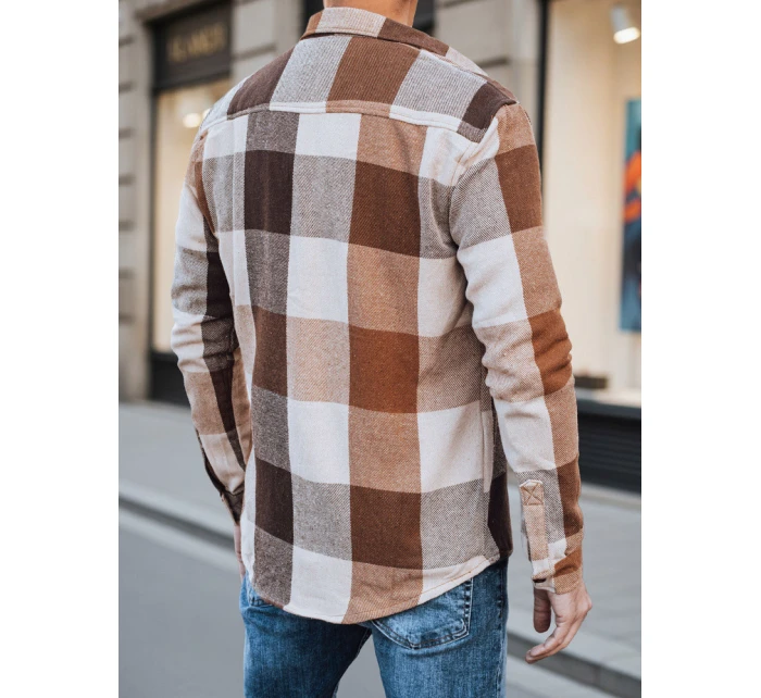 Pánská velbloudí kostkovaná flanelová košile Dstreet DX2674