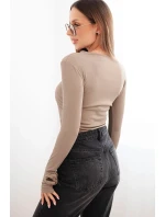 Dámská pruhovaná blůza s nařasením po straně fango Dámská pruhovaná blůza s nařasením po straně fango