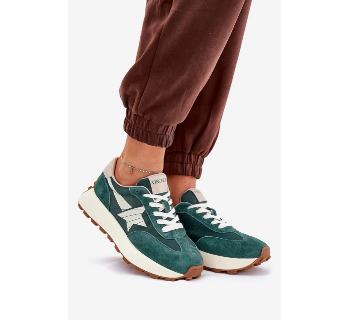 Dámské Sportovní Boty Z Semiše Na Platformě model 21686705 Zelené - VINCEZA