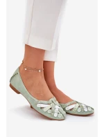 Dámské Kožené Baleríny model 21693673 Mátové - Maciejka