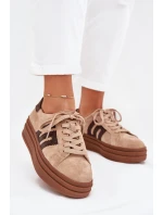 Dámské sneakersy na platformě z přírodní semiše béžové Eldira Dámské sneakersy na platformě z přírodní semiše béžové Eldira