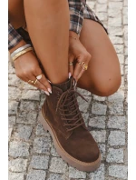 Semišové dámské workery s šněrováním Big Star model 21708627 hnědé - Big Star Shoes