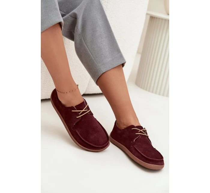 Dámské polobotky typu barefoot z přírodního semiše Zazoo 327 bordó
