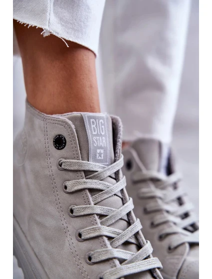 Dámské Tenisky Big Star Vysoké Zateplené Šedé GG274070 Dámské Tenisky Big Star Vysoké Zateplené Šedé GG274070
