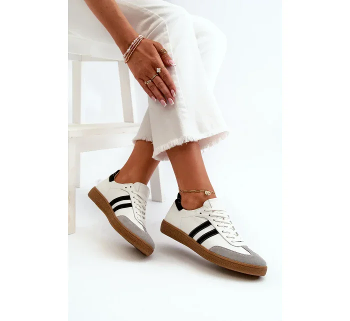 Dámské kožené nízké tenisky Zazoo bílé Dámské kožené nízké tenisky Zazoo bílé