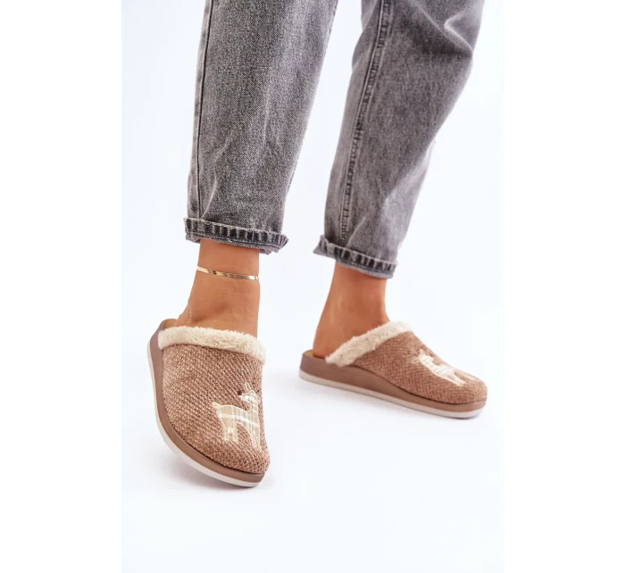 Dámské Pantofle S Sobem A Kožíškem Inblu CT000034 Béžové