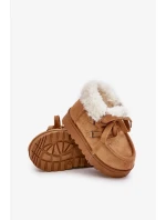 Sněhule Kotníkové Dětské Boty Zateplené Kožíškem Camel Adelane