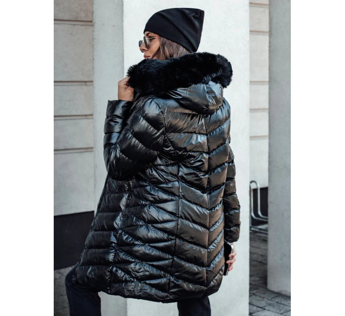 Dámská prošívaná zimní bunda s kapucí CRYSTAL černá FashionStreet TY4584