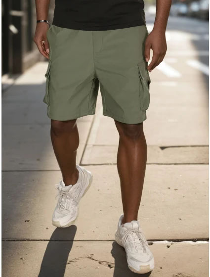 Pánské látkové bojové šortky zelené FashionStreet SX2504