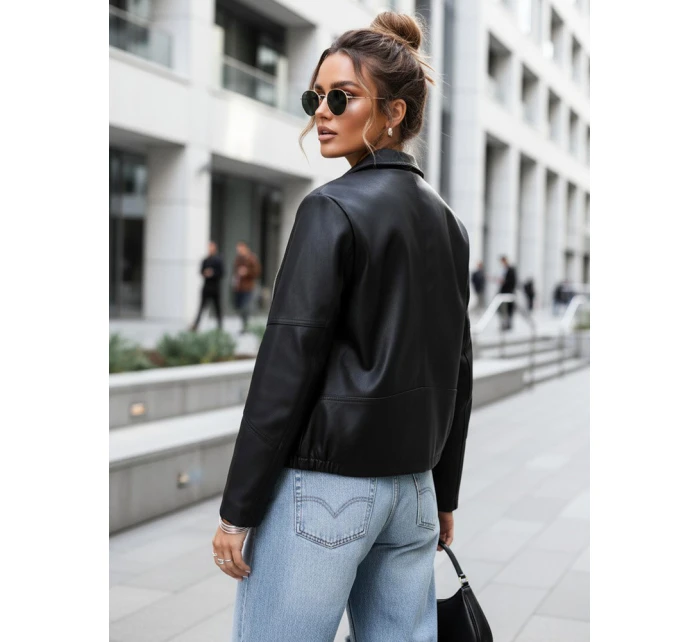 Dámská kožená krátká bunda ramon black FashionStreet TY5629