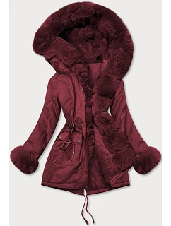 Bavlněná parka s kožešinou vínová (xw805x)
