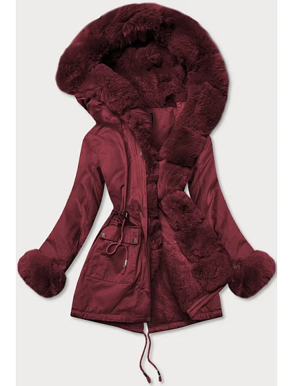 Bavlněná parka s kožešinou vínová (xw805x)