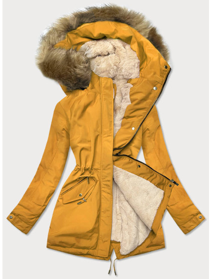 Žluto-béžová teplá dámská zimní bunda (W559)