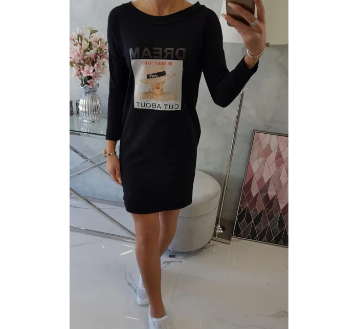 Šaty s potiskem Dream black Šaty s potiskem Dream black