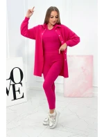 3dílný set halenka, top a legíny fuchsiová