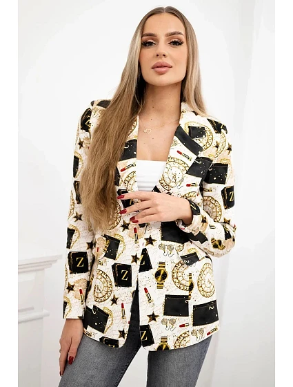 Bavlněná bunda s potiskem a knoflíkem model 20770558 - K-Fashion