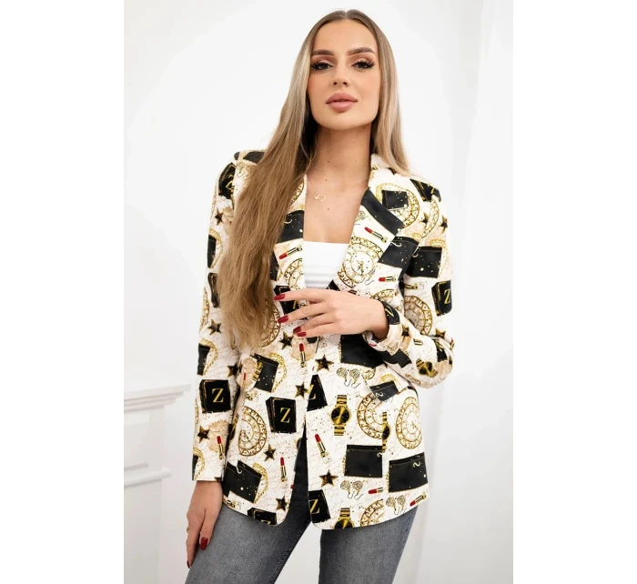 Bavlněná bunda s potiskem a knoflíkem model 20770558 - K-Fashion