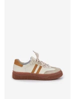 Zazoo N1068S6 Kožené Nízké Sneakersy Dámské Na Platformě Béžové